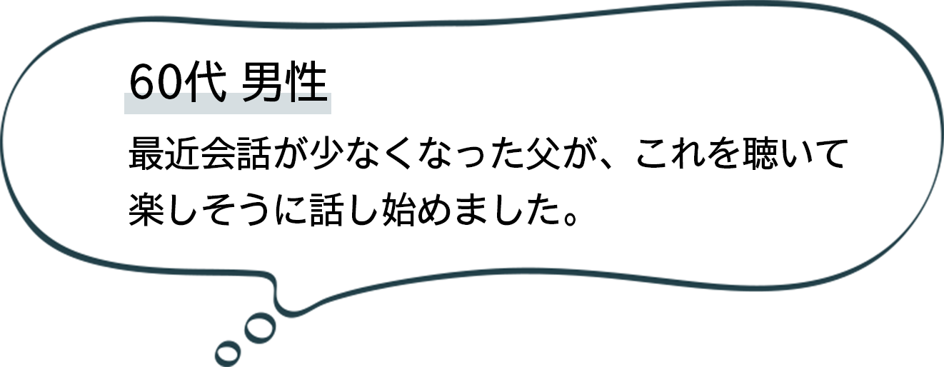 60代男性 楽しそうに話し始めました。